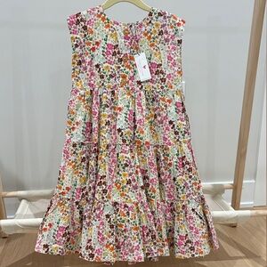 Pink Chicken Floral Kids Dress - Pink and Orange multi